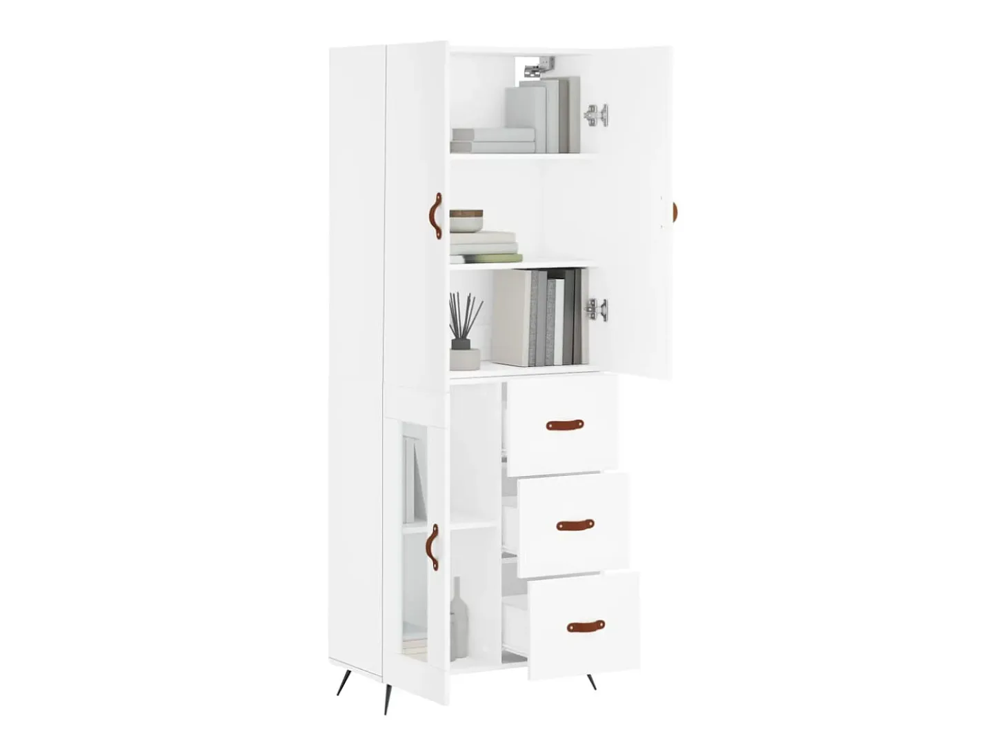 Aparador alto blanco 69,5x34x180 cm Madera contrachapada