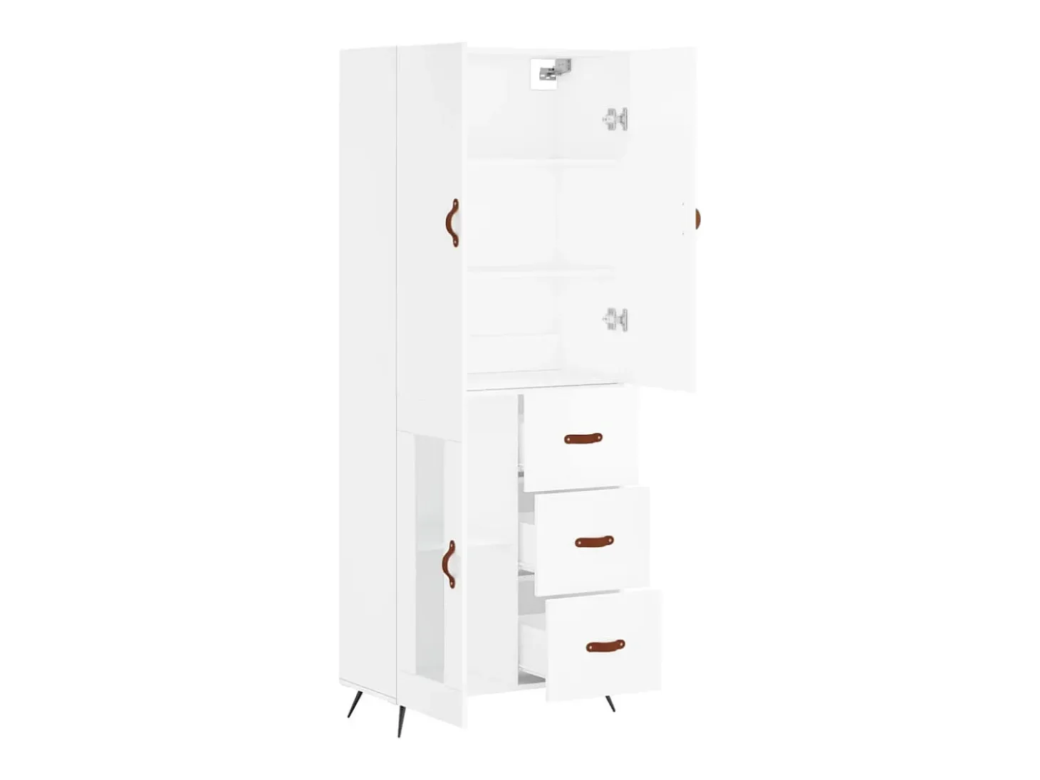 Aparador alto blanco 69,5x34x180 cm Madera contrachapada