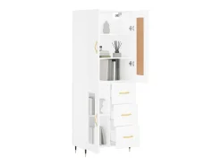 Aparador alto blanco 69,5x34x180 cm Madera contrachapada
