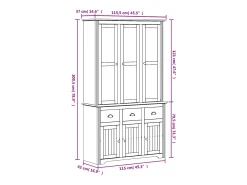 Aparador alto BODO madera maciza pino blanco 115,5x43x200,5 cm