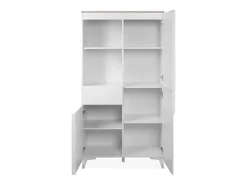 Aparador alto con 3 puertas, 3 estantes, 1 cajón y 2 huecos, acabado travertino y blanco, 88 cm - BERTRIX