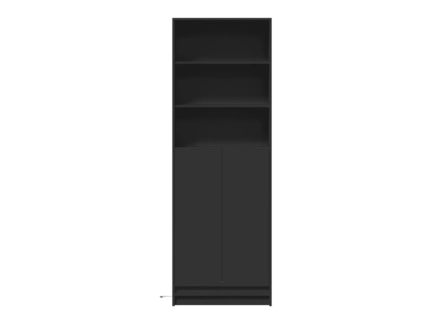 Aparador alto con LED negro 69x32,5x200 cm madera de ingeniería