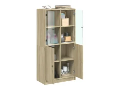 Aparador alto con puertas madera roble Sonoma 68x37x142 cm ES566575