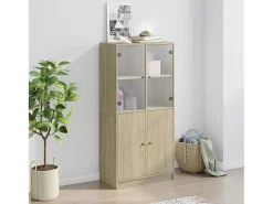 Aparador alto con puertas madera roble Sonoma 68x37x142 cm ES566575