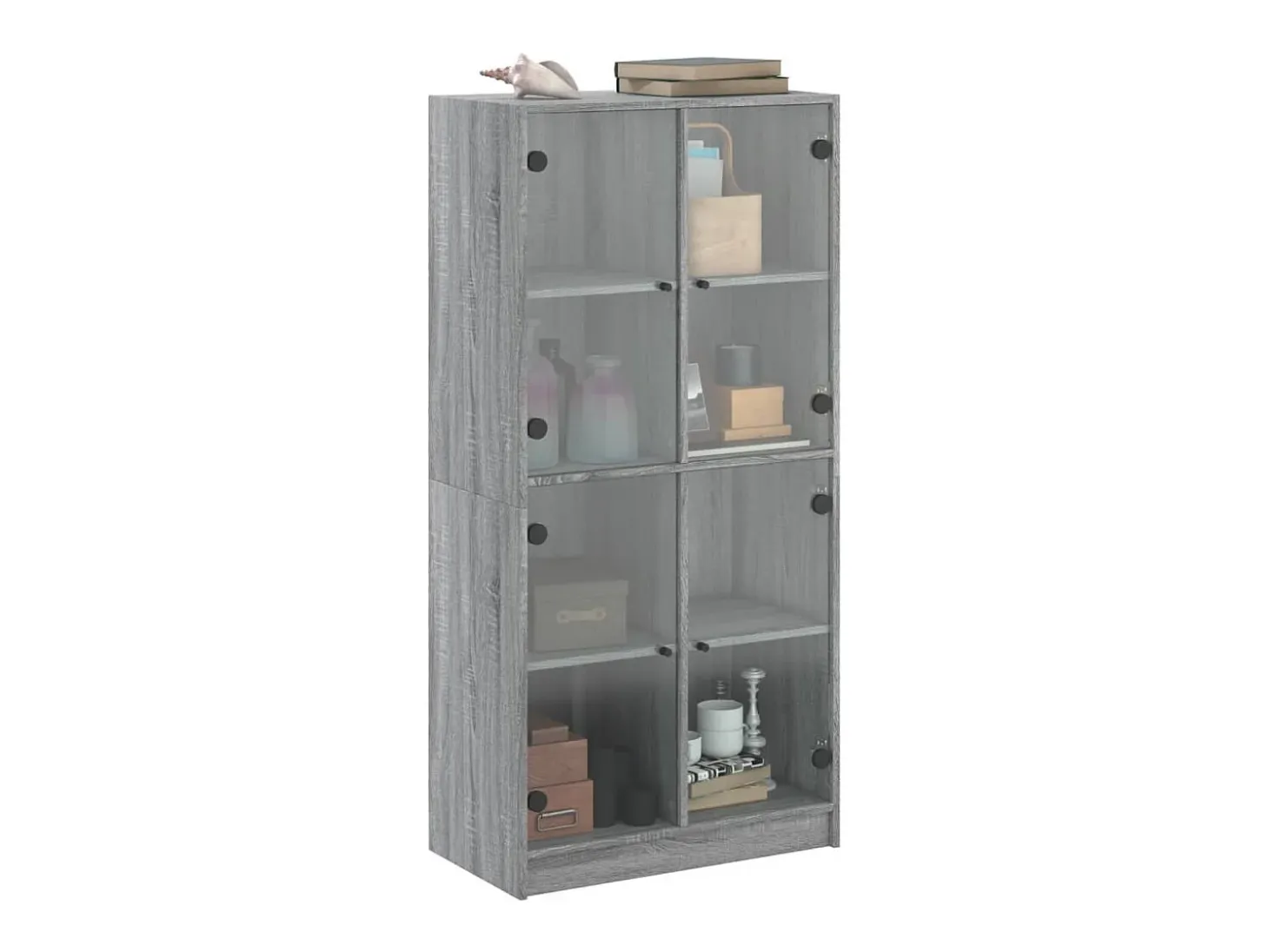 Aparador alto con puertas madera gris Sonoma 68x37x142 cm