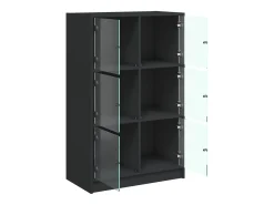 Aparador alto con puertas madera ingeniería negro 68x37x109 cm