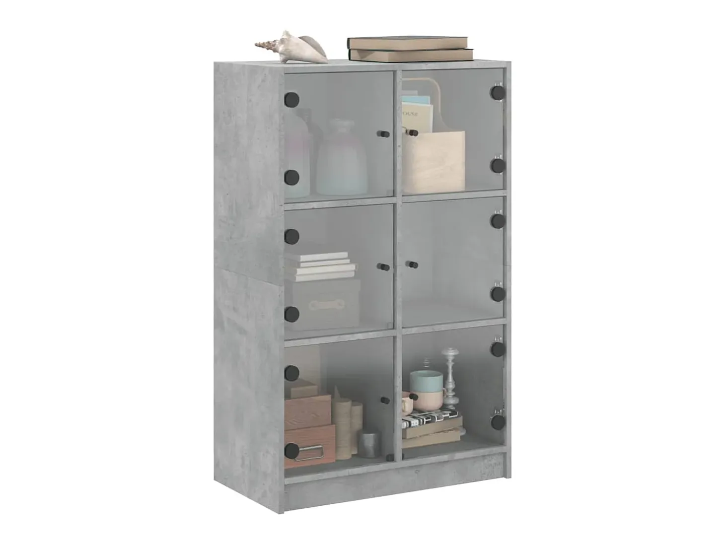 Aparador alto con puertas madera gris hormigón 68x37x109 cm ES217763
