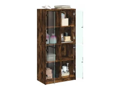 Aparador alto con puertas madera roble ahumado 68x37x142 cm ES294616