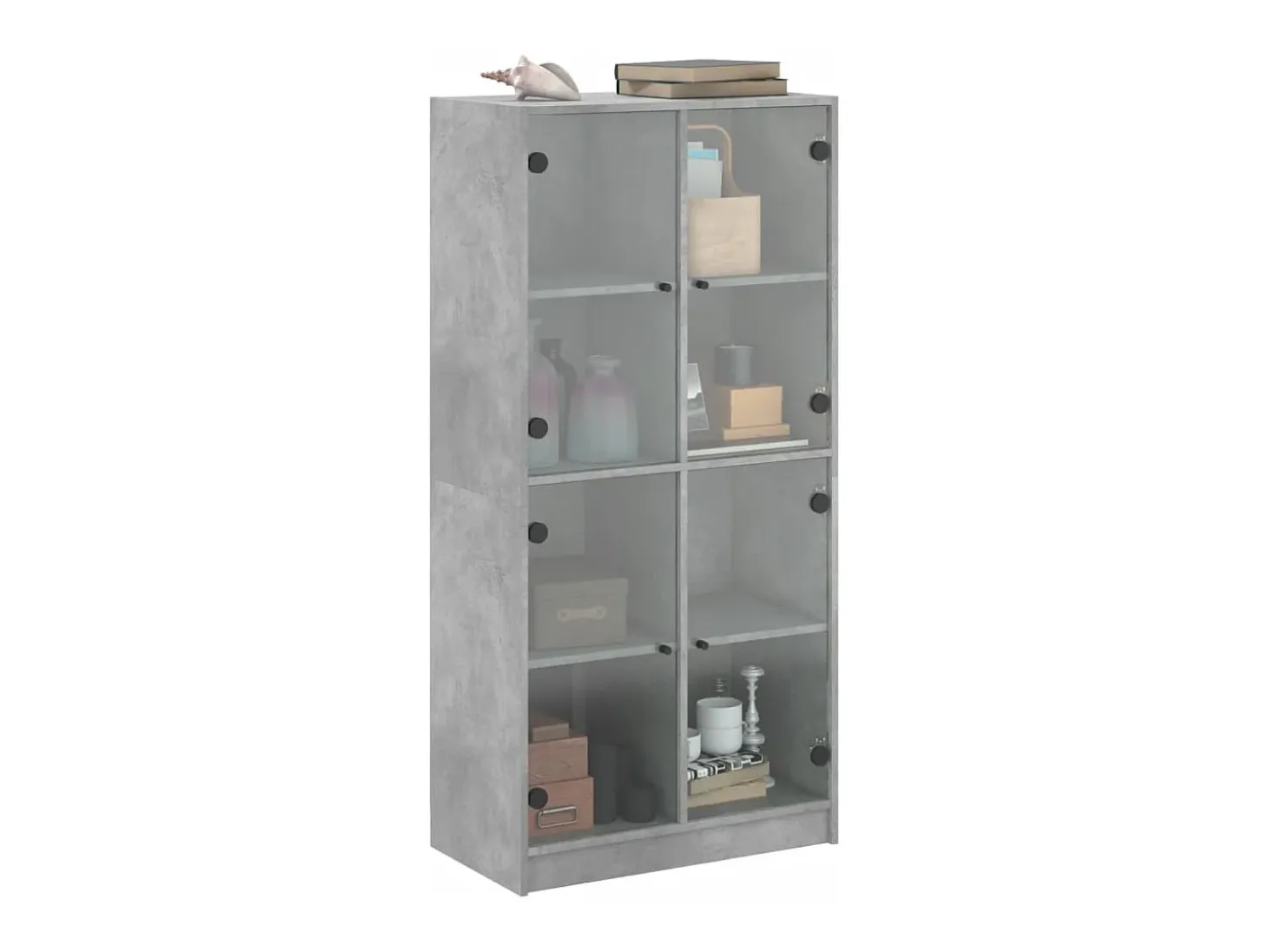 Aparador alto con puertas madera gris hormigón 68x37x142 cm