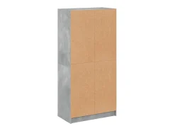 Aparador alto con puertas madera gris hormigón 68x37x142 cm