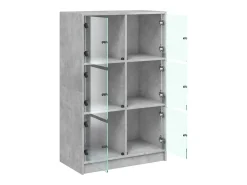 Aparador alto con puertas madera gris hormigón 68x37x109 cm