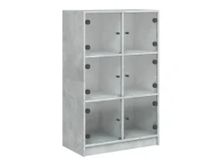 Aparador alto con puertas madera gris hormigón 68x37x109 cm