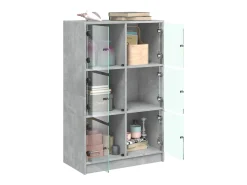 Aparador alto con puertas madera gris hormigón 68x37x109 cm