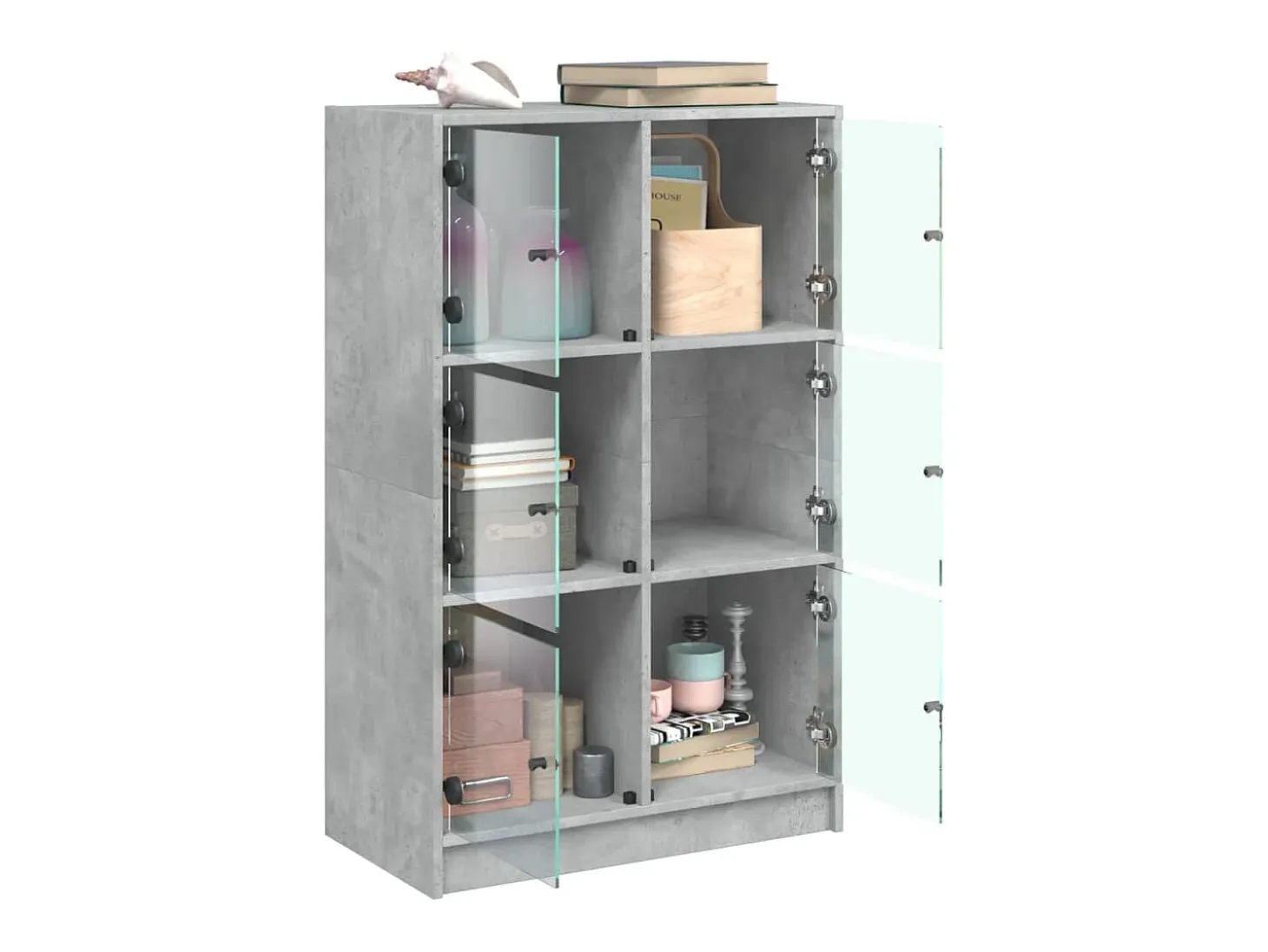 Aparador alto con puertas madera gris hormigón 68x37x109 cm