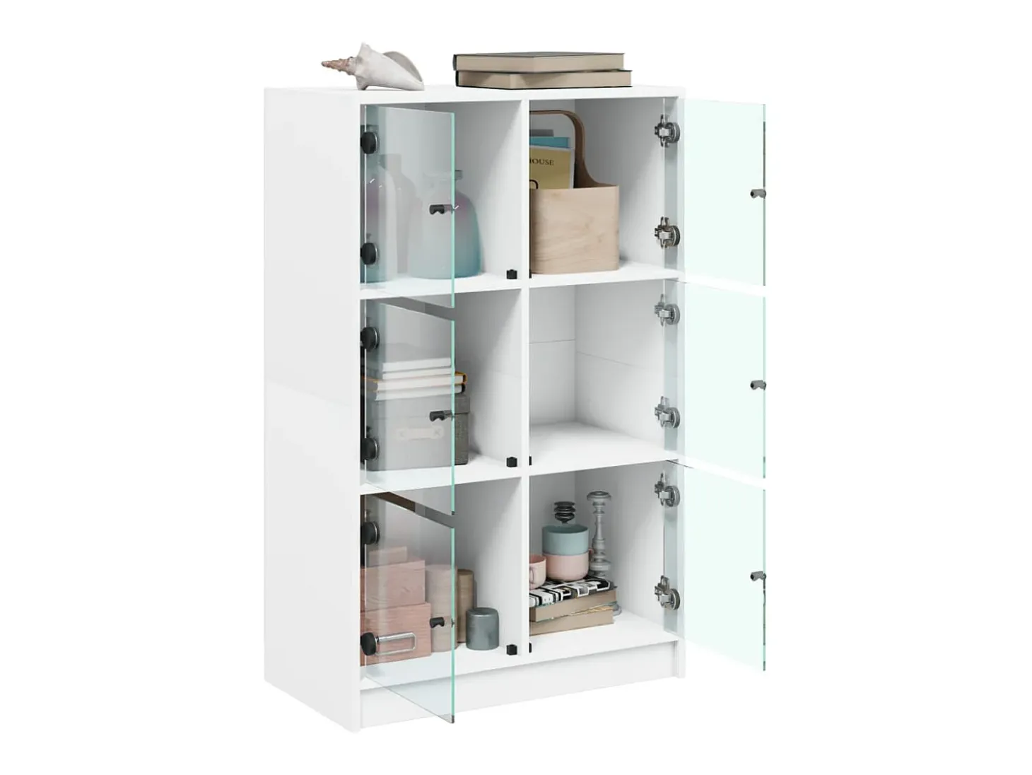 Aparador alto con puertas blanco 68x37x109 cm madera contrachapada