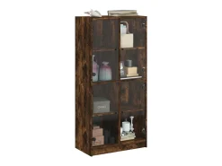 Aparador alto con puertas de roble ahumado 68x37x142 cm madera de ingeniería