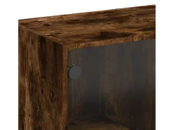 Aparador alto con puertas de roble ahumado 68x37x142 cm madera de ingeniería