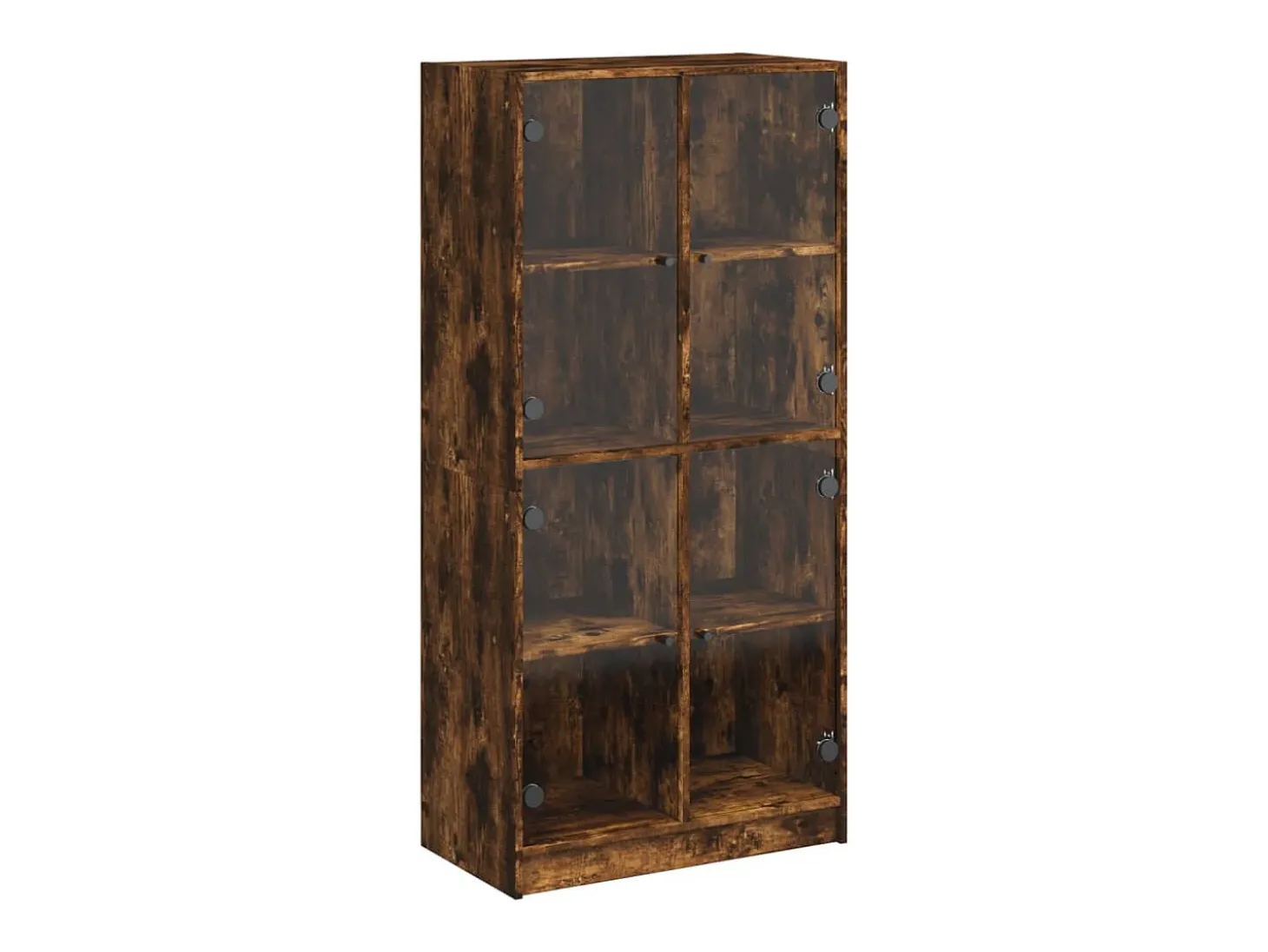 Aparador alto con puertas de roble ahumado 68x37x142 cm madera de ingeniería