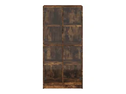 Aparador alto con puertas de roble ahumado 68x37x142 cm madera de ingeniería