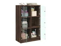 Aparador alto con puertas madera roble marrón 68x37x109 cm