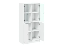 Aparador alto con puertas madera ingeniería blanco 68x37x142 cm