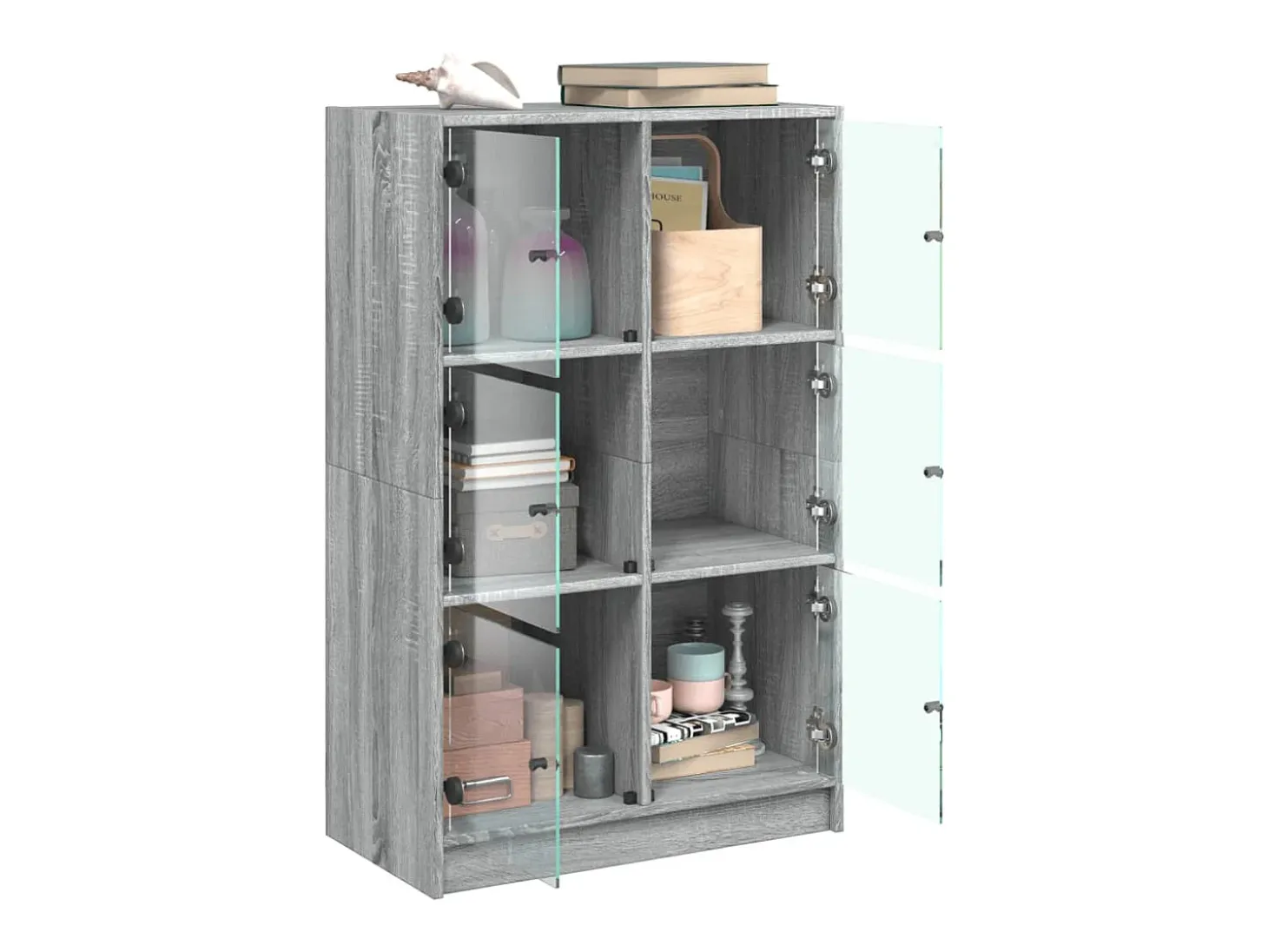 Aparador alto con puertas madera gris Sonoma 68x37x109 cm ES517847