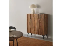 Aparador alto de 2 puertas de madera maciza de mango