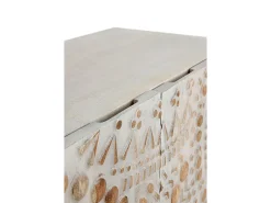 Aparador alto de 2 puertas gris patinado blanco de madera maciza de mango