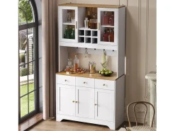 Aparador alto de cocina - 94,5 x 30 x 175,5 cm - con 5 puertas + 3 cajones - MDF - blanco