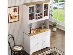 Aparador alto de cocina - 94,5 x 30 x 175,5 cm - con 5 puertas + 3 cajones - MDF - blanco
