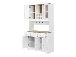 Aparador alto de cocina - 94,5 x 30 x 175,5 cm - con 5 puertas + 3 cajones - MDF - blanco