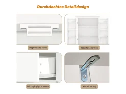 Aparador alto de cocina - 182 x 40 x 75 cm - con 4 puertas + compartimentos de almacenaje + cajón - MDF - blanco