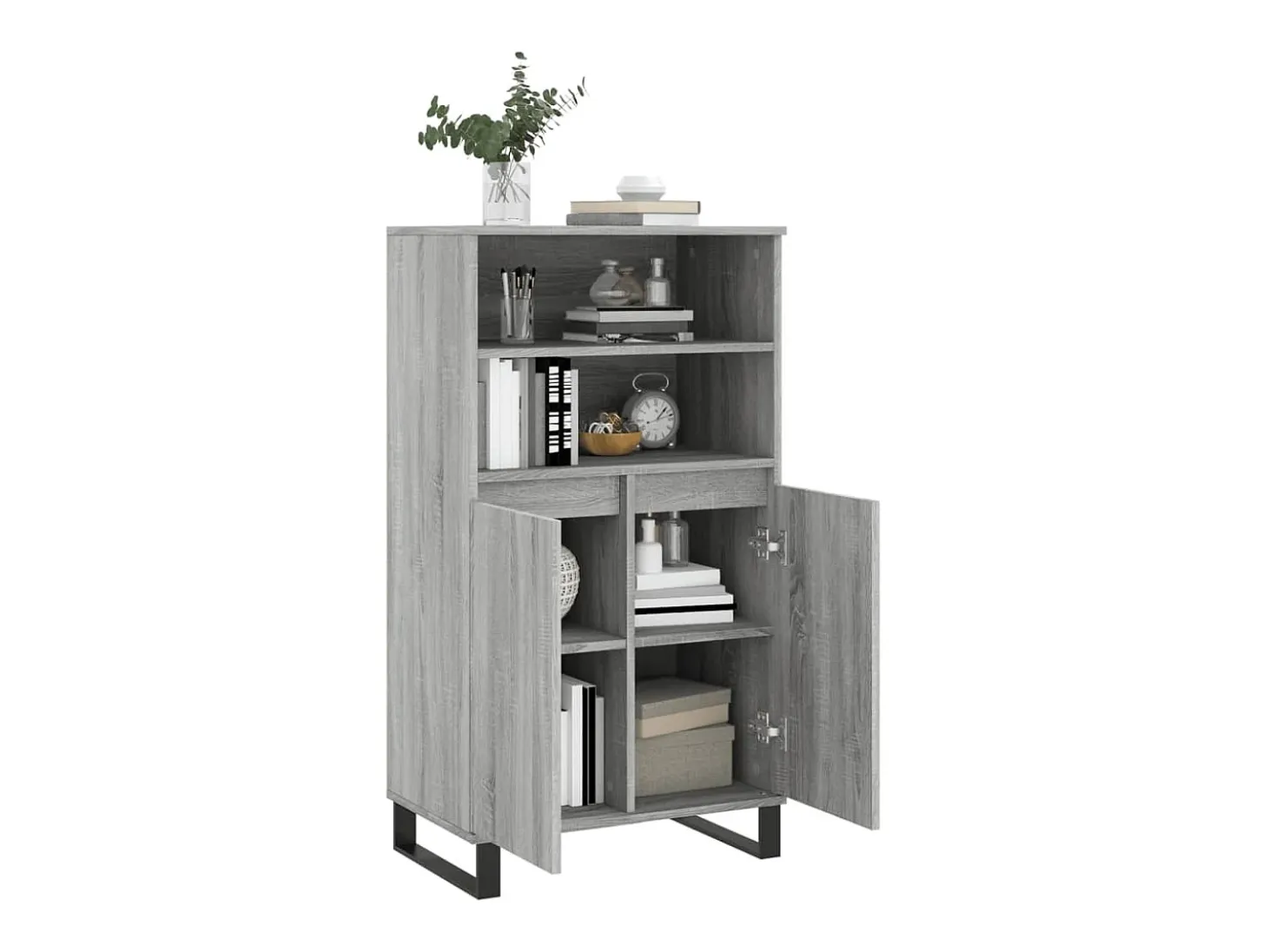 Aparador alto de madera contrachapada gris Sonoma 60x36x110 cm
