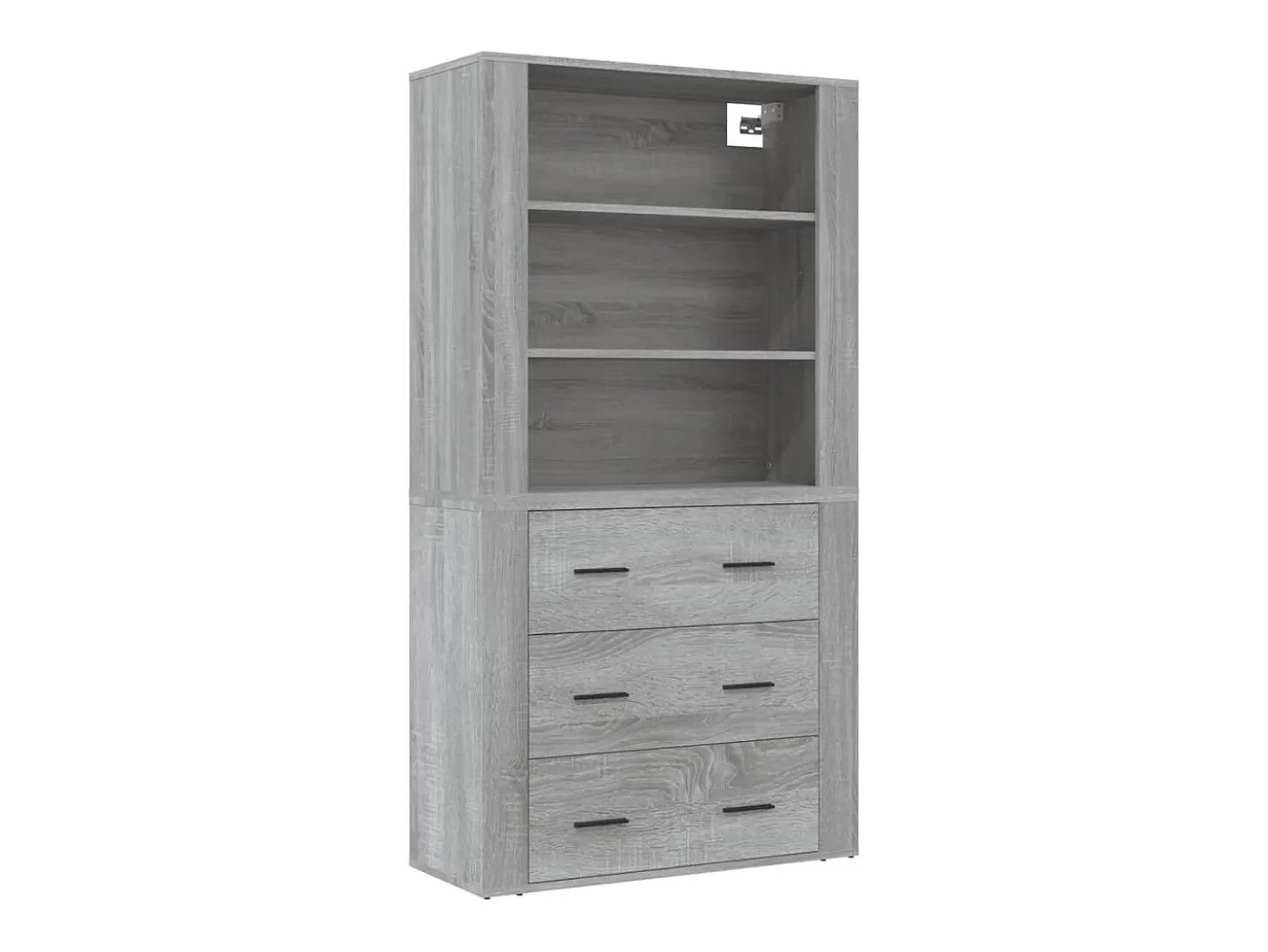 Aparador alto de madera contrachapada gris Sonoma