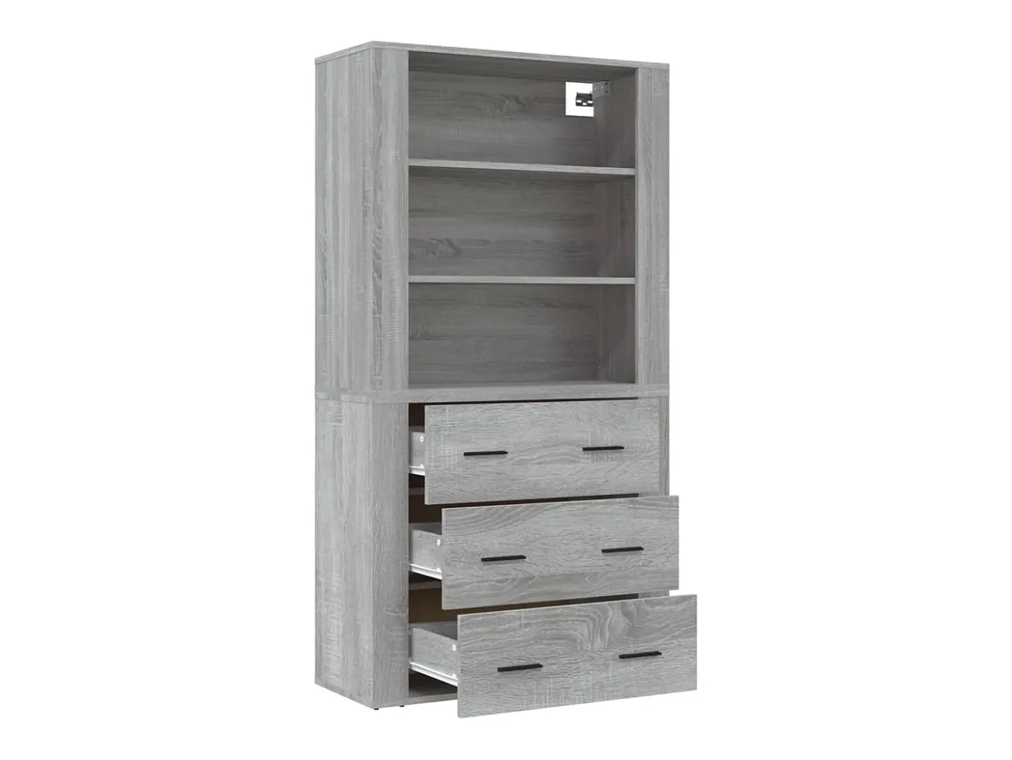 Aparador alto de madera contrachapada gris Sonoma