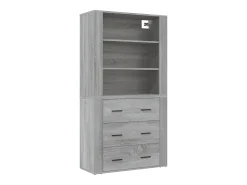 Aparador alto de madera contrachapada gris Sonoma