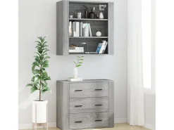 Aparador alto de madera contrachapada gris Sonoma