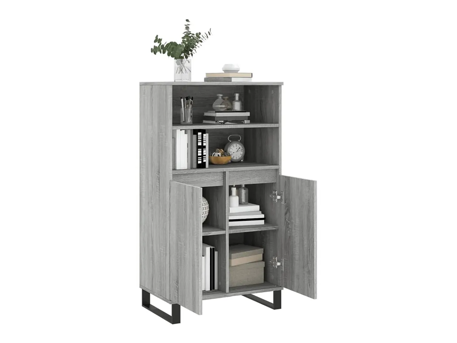 Aparador alto de madera contrachapada gris Sonoma 60x36x110 cm ES35615