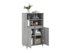 Aparador alto de madera contrachapada gris Sonoma 60x36x110 cm ES27809