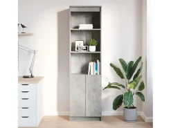 Aparador alto de madera de ingeniería gris hormigón 50x35x180cm
