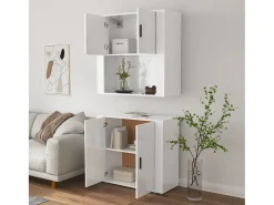 Aparador alto de madera de ingeniería blanca
