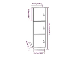 Aparador alto de madera maciza de pino gris 34x40x108,5 cm