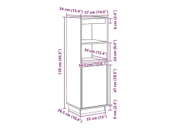 Aparador alto de madera maciza de pino 37x34x110 cm