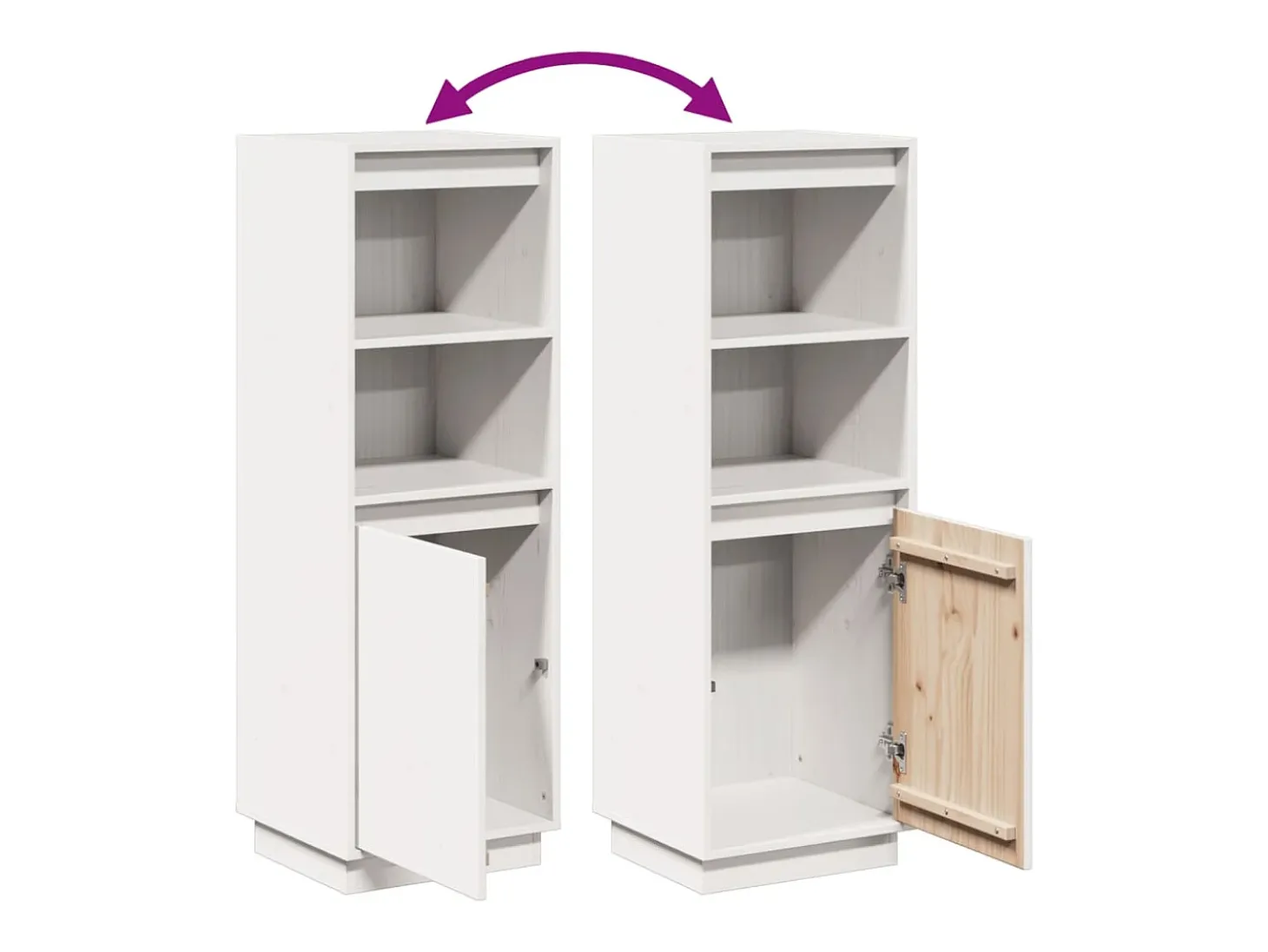 Aparador alto de madera maciza de pino banco 37x34x110 cm