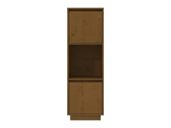Aparador alto de madera maciza de pino marrón miel 38x35x117 cm ES48108