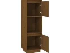 Aparador alto de madera maciza de pino marrón miel 38x35x117 cm ES48108