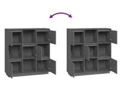 Aparador alto de madera maciza de pino gris 110,5x35x117 cm