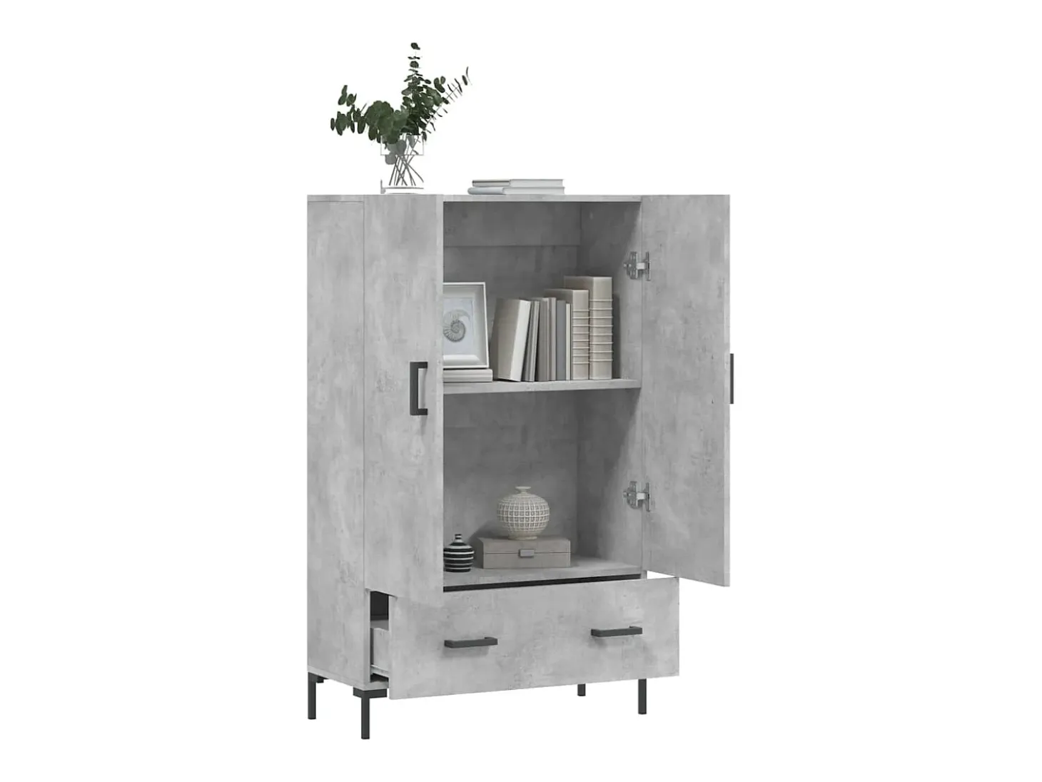 Aparador alto gris hormigón 69,5x31x115 cm madera de ingeniería