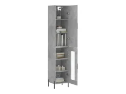 Aparador alto Gris hormigón 34,5x34x180 cm Madera de ingeniería
