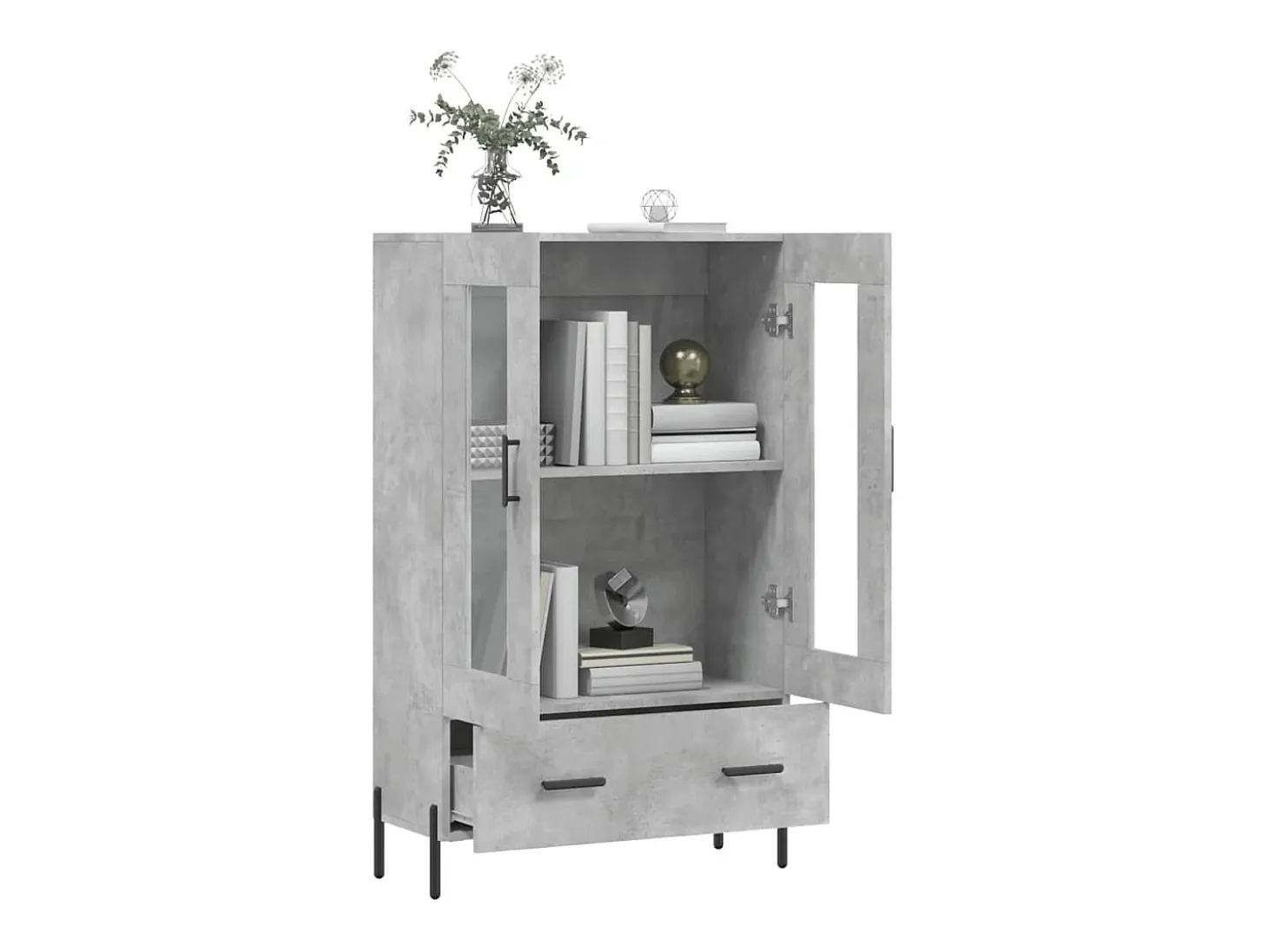 Aparador alto gris hormigón 69,5x31x115 cm madera de ingeniería